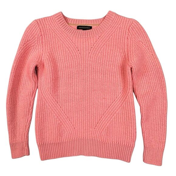 Banana Republic Sweaters - Banana Republic Sweater Sz M Flamingo Pink 100% Wool Chunky Knit Barbie Coquette